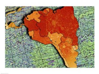 Close-up of a map of South America | Obraz na stenu