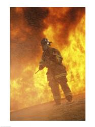 Firefighter holding an axe | Obraz na stenu