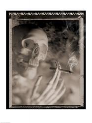 Side profile of a skeleton holding a cigarette | Obraz na stenu