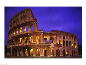 Low angle view of a coliseum lit up at night, Colosseum, Rome, Italy | Obraz na stenu