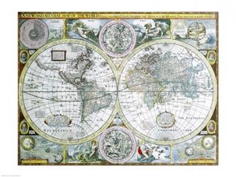 Close-up of a world map, John Speed, 1626 | Obraz na stenu