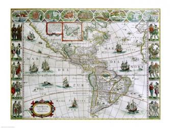 Map of North and South America, Joan Bleau, 1630 | Obraz na stenu