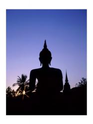 Silhouette of Buddha and temple during sunset, Sukhothai, Thailand | Obraz na stenu