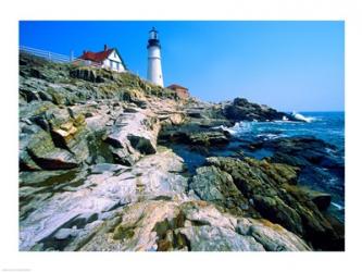 Lighthouse at the coast, Portland Head Lighthouse, Cape Elizabeth, Maine, USA | Obraz na stenu
