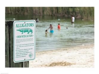 Alligators warning sign at the lakeside, Florida, USA | Obraz na stenu