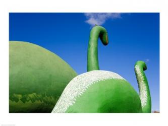 Sculptures of two dinosaurs outside a rock shop, Holbrook, Route 66, Arizona, USA | Obraz na stenu