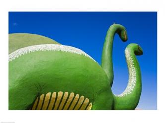 Sculptures of two dinosaurs outside a rock shop, Holbrook, Route 66, Arizona, USA | Obraz na stenu