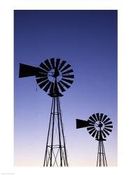 Silhouette of windmills, American Wind Power Center, Lubbock, Texas, USA | Obraz na stenu