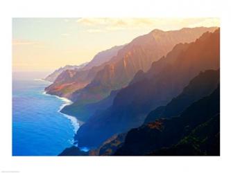 Mountain range at sunrise, Na Pali Coast, Kauai, Hawaii, USA | Obraz na stenu