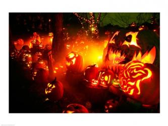 Jack o' lanterns lit up at night, Roger Williams Park Zoo, Providence, Rhode Island, USA | Obraz na stenu