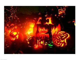 Jack o' lanterns lit up at night, Roger Williams Park Zoo, Providence, Rhode Island, USA | Obraz na stenu