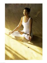 High angle view of a young woman meditating | Obraz na stenu