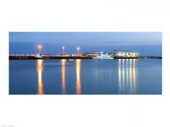 Buildings lit up at dusk, Darwin Wharf Precinct, Darwin, Australia | Obraz na stenu