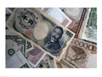 Heap of US and Foreign Currency notes | Obraz na stenu