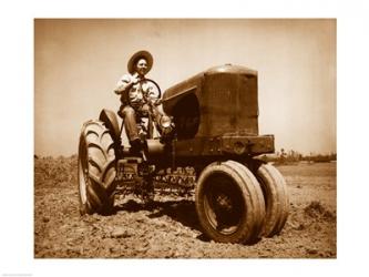 Farmer Plowing a Field with a Tractor | Obraz na stenu