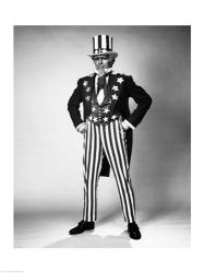 Senior man in an Uncle Sam Costume Standing with Arms Akimbo | Obraz na stenu