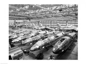 Incomplete Bomber Planes on the Final Assembly Line in an Airplane Factory, Wichita, Kansas, USA | Obraz na stenu