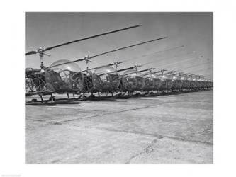 Helicopters in a row, Bell H-13D, Korean War | Obraz na stenu