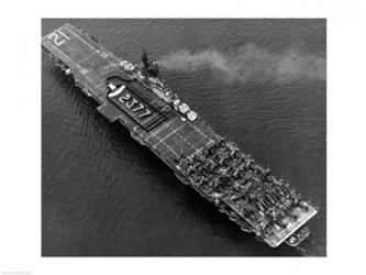 High angle view of an aircraft carrier in the sea, USS Boxer (CV-21), 1951 | Obraz na stenu