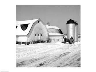 Farmer on Tractor Clearing Snow Away | Obraz na stenu