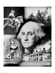 George Washington's face superimposed over a montage of pictures depicting American history, USA | Obraz na stenu