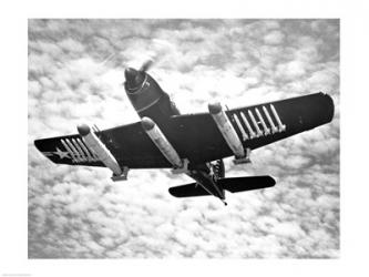 Low angle view of a fighter plane carrying missiles in flight, Martin AM-1 Mauler, US Navy | Obraz na stenu