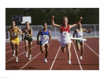 Male athletes running on a running track | Obraz na stenu