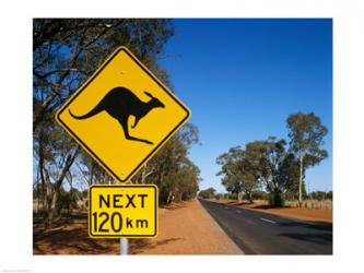 Kangaroo crossing sign, Australia | Obraz na stenu