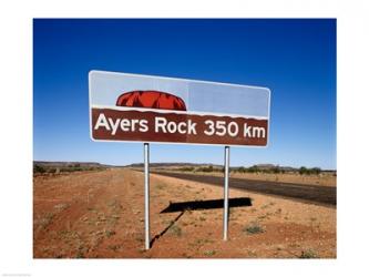 Distance sign on the road side, Ayers Rock, Uluru-Kata Tjuta National Park, Australia | Obraz na stenu