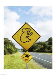 Close-up of animal crossing sign on a roadside, Australia | Obraz na stenu