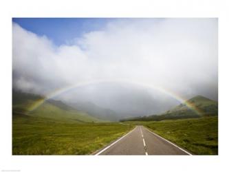 Scotland, Highland Region, Empty Road and Rainbow | Obraz na stenu