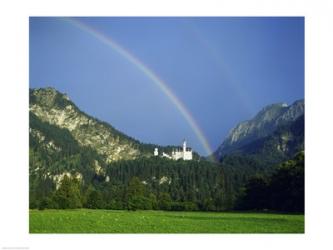 Rainbow over a castle, Neuschwanstein Castle, Bavaria, Germany | Obraz na stenu