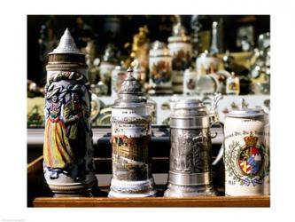 Close-up of beer steins, Bavaria, Germany | Obraz na stenu