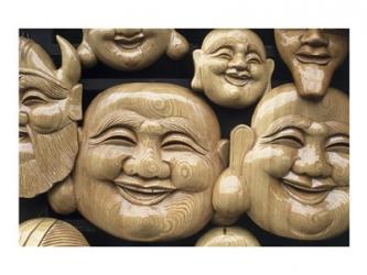 Close-up of Faces of Laughing Buddha, Vietnam | Obraz na stenu