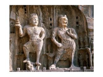 Bodhisattva and Guardian Statues, Luoyang, China | Obraz na stenu