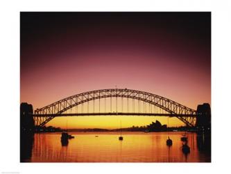 Silhouette of a bridge across a harbor, Sydney Harbor Bridge, Sydney, New South Wales, Australia | Obraz na stenu