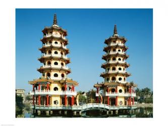 Facade of a pagoda, Dragon and Tiger Pagoda, Lotus Lake, Kaohsiung, Taiwan | Obraz na stenu