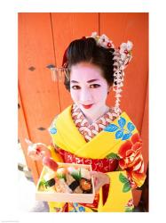 Geishadressed in a kimono, Kyoto, Honshu, Japan | Obraz na stenu