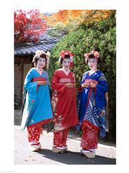 Three geishas, Kyoto, Honshu, Japan | Obraz na stenu