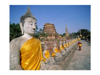 Line of Buddha Statues, Wat Yai Chai Mongkhon, Ayutthaya, Thailand | Obraz na stenu