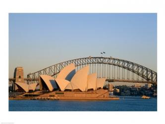 Sydney Opera House in front of the Sydney Harbor Bridge, Sydney, Australia | Obraz na stenu