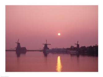 Windmills at Sunrise, Zaanse Schans, Netherlands | Obraz na stenu