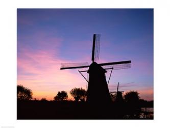 Silhouette, Windmills at Sunset, Kinderdijk, Netherlands | Obraz na stenu