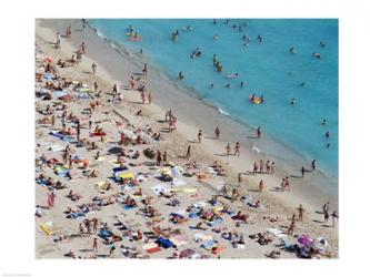 Aerial view of people at the beach, Waikiki Beach, Honolulu, Oahu, Hawaii, USA | Obraz na stenu