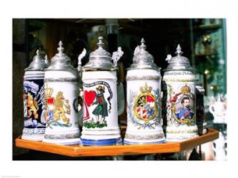 Group of beer steins on a table, Munich, Germany | Obraz na stenu