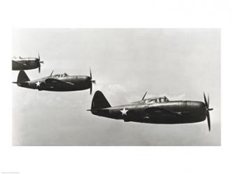 Three fighter planes in flight, P-47 Thunderbolt | Obraz na stenu