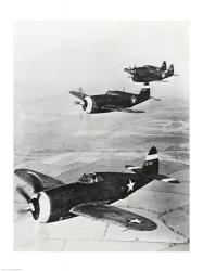 Three fighter planes in flight, P-47 Thunderbolt | Obraz na stenu