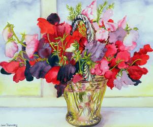 Sweet Peas in a Vase (w/c on paper) | Obraz na stenu