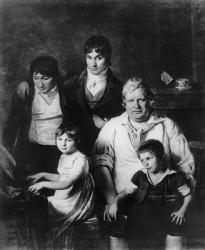 Family Portrait, formerly known as Michel Gerard (1737-1815) member of the Convention, with his Family, end of 18th century (oil on canvas) (b/w photo) | Obraz na stenu