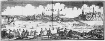 The Russian army besieging Narva in 1700 (engraving) (b/w photo) | Obraz na stenu